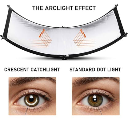 Curved Reflector, 71x24 Clamshell Light Reflector Kit with 4-in-1 Fabric (Silver/Gold/White/Black) & 28" Desktop Light Stand, Storage Bag, U-Shape Arclight for Portrait, Studio Photography