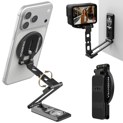2-in-1 Magnetic Phone Stand & Action Camera Mount, N52 Magnet Phone Holder | for Gym/Desk, Portable for Magsafe iPhone 17-12, Arca-Swiss & 1/4" Screw for DJI Osmo Pocket 3/4, GoPro 13/12|Patented Design