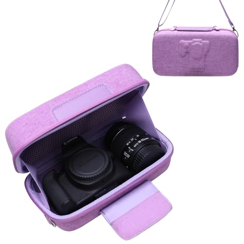 LTGEM Camera Case for Canon EOS Rebel T7 / R50 / R100 / R50 V / T6 / R8 / R10 / RP / SL3 / R5 / T100 DSLR SLR Camera and 18-55mm/18-45mm Lens with Shoulder Strap, Purple - color: Purple