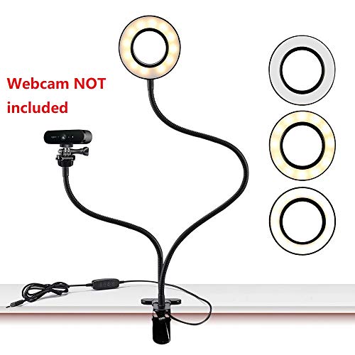 Webcam Light Stand for Live Stream, Selfie Ring Light with Webcam Mount for Logitech C925e, C922x, C930e,C922,C930,C920,C615,Brio 4K