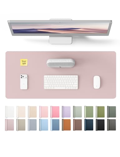 YSAGi Leather Desk Pad Protector, Office Desk Mat, Large Mouse Pad, Non-Slip PU Leather Desk Blotter, Laptop Desk Pad, Waterproof Desk Writing Pad for Office and Home (Grayish Lavender, 23.6" x 13.8") - color: Grayish Lavender, size: 23.6" x 13.8"