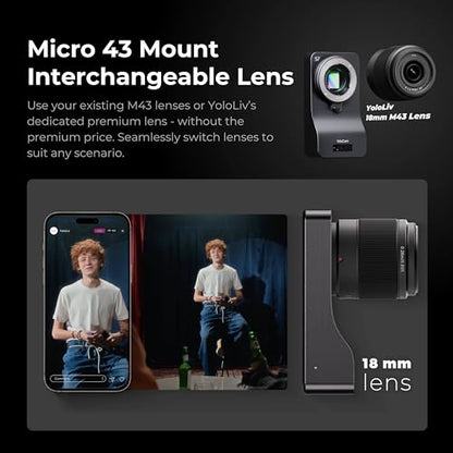 YOLOLIV YoloCam S7 4K60 Streaming Camera with 18mm F1.4 MFT Lens, ToF Autofocus, 4X Zoom, Interchangeable Lens, Plug & Play Webcam, for Twitch, YouTube, Zoom - style: Camera Body with 18mm Lens