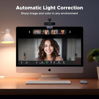 UGREEN 2K Webcam for PC Ultra HD 1080P Computer Webcam with Microphone, PC Camera with Privacy Cover, USB Web Camera for Streaming, Conference, Video Calling, Zoom, Skype, Teams, FaceTime, Grey - color: Grey