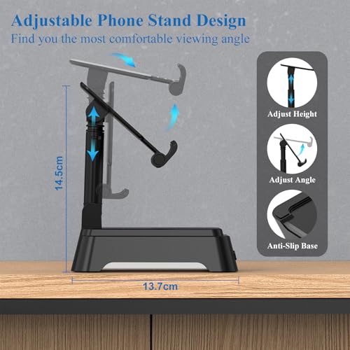 Gifts for Men Women, Cell Phone Stand with Bluetooth Speaker and Ambient Light, Stereo Sound, Adjustable Phone Holder, Cool Tech/Christmas/Birthday Gift Idea for Dad Mom Husband