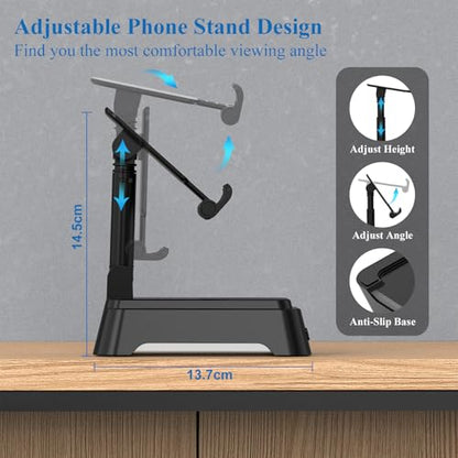 Gifts for Men Women, Cell Phone Stand with Bluetooth Speaker and Ambient Light, Stereo Sound, Adjustable Phone Holder, Cool Tech/Christmas/Birthday Gift Idea for Dad Mom Husband