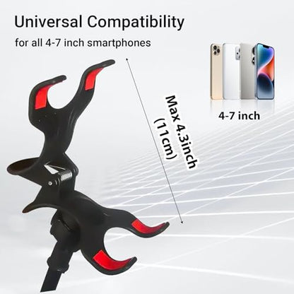 Gooseneck Bed Phone Holder, Flexible Long Arm Clip On Phone Holder for Bed, Desk, Headboard, Bedside, 360 Adjustable Cell Phone Clamp Mount Stand, All 4-7" Cellphone