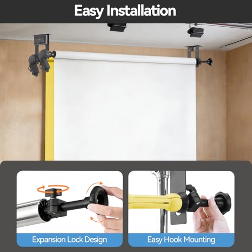 2 Roller Electric Backdrop Support System Wall Mount Motorized Electric Photo Background Roller with Remote for Studio Live Game Video Background,Compatible with Light Stand, Walls,Ceiling