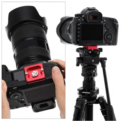 Frienda 2 Pieces Metal Quick Release Plate with 1/4''-20 Camera Screw Tripod Mount Plate Fits Standard for DSLR Camera Tripod Ball Head(Red,Pu40) - color: Red, style: PU40
