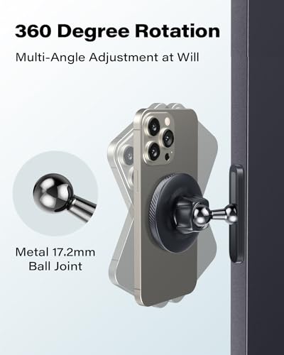 APPS2Car Magnetic Phone Holder for Gym, Alloy Base & Ball Joint, Attach to Metal Surfaces, Dual Magnet Phone Mount for MagSafe iPhone 12-17 Series, Black - color: Black