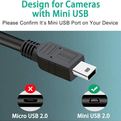 SCOVEE Camera USB Cable Cord for Canon Rebel/PowerShot/EOS/DSLR/ELPH Digital Cameras,Transfer Wire Data Cable for Canon Rebel Camcorder,Vixia PC Computer Interface Replacement 6FT Mini B USB (3ft) - size: 3ft