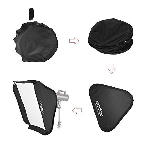 Godox 32x32 inches / 80x80cm Portable Foldable Studio Flash Softbox Diffuser kit with Bowens Mount Speedring and Carrying Case for Portraits,Product Photography and Video Shooting with USB LED