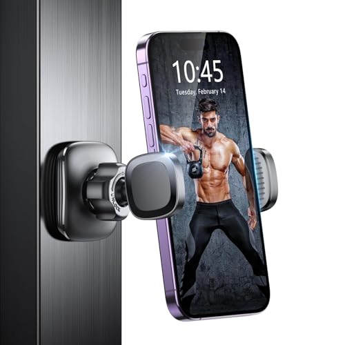 2026 Multi-functional Magnetic Phone Holder for Gym Golf Cart, 360° Rotatable Gym Phone Holder Camera Bracket Workout Record, or Any Metal Surface, Gym Magnet Phone Mount Fits for 4.7-7" Phones