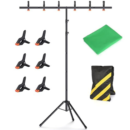 Forlogic Green Screen Backdrop Kit with Stand, 8x5.3ft Portable GreenScreen Background Stand for Streaming Video and Photography Shoots - size: 8*5.3FT