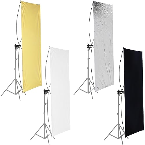 Neewer 35" x 70"/ 90 x 180cm Photo Studio Gold/Silver & Black/White Flat Panel Light Reflector with 360 degree Rotating Holding Bracket and Carrying Bag