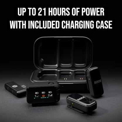 RØDE Wireless Micro - Compact Wireless Microphone Camera Kit, Two Mics with Camera Receiver, Smartphone Receiver, and Charge Case for Content Creation - USB-C, Black - color: USB-C Camera Kit