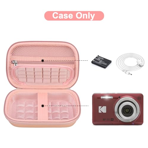 Canboc Carrying Case for KODAK PIXPRO FZ55/ FZ45/ FZ43/ FZ53 16MP Digital Camera, Video Vlogging Camera Bag, Zipper Mesh Pocket fit Cable, Rose Gold (Case Only) - color: Regular-Rose Gold