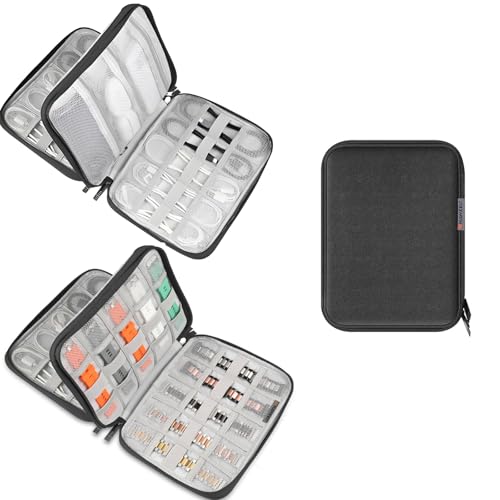 Electronic Accessories Organizer Carry Bag, Travel Cable Organizer Pouch, Watch Band Storage Case, Double Layers Oxford Cloth Watch Strap Holder for Cord, Charger, Phone, Earphone, USB Cable (L) - size: L