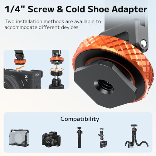 VRIG MG-40 Magnetic Phone Tripod Mount for Magsafe, Three Rotatable Axes Phone Holder with 1/4 Thread & Cold Shoe Adapter for Camera, Compatible with iPhone 17/16/ 15/14/ 13/12 Series - size: MG-40