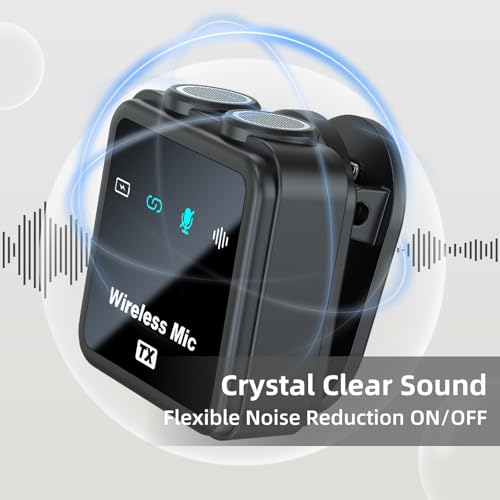 VM32 Wireless Mini Microphone for iPhone 14/13/12, Lavalier Lapel Phone Mic with 40H Charging Case 75 Ft Video Recording Vlogging Tiktok YouTube