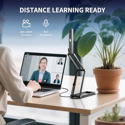 NetumScan 4K Document Camera 1080P 60fps Scanner with Microphone for A3 | Highly Foldable Metal Arm: Multi-joint metal stand collapses into a compact body, perfect for teachers to carry