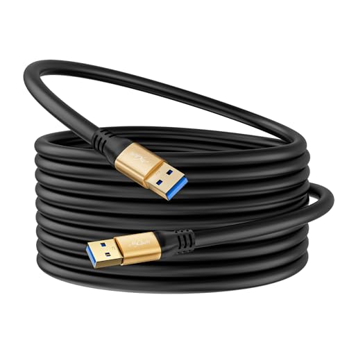 Extra Long USB 3.0 A to A Cable 20FT, 5Gbps High Speed, Type A Male to Male Data Transfer Cord, Compatible with Hard Drive, Laptop Cooler, TV, DVD Player, USB Hub, Projector and More - size: 20FT