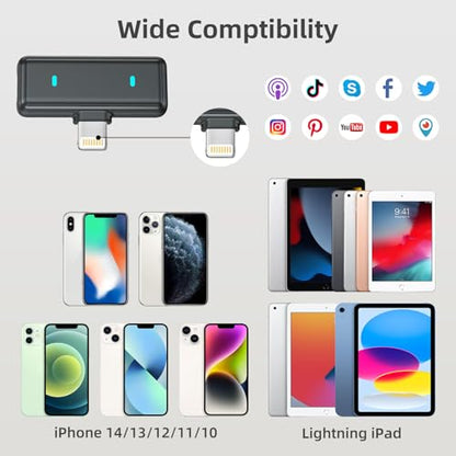 VM32 Wireless Mini Microphone for iPhone 14/13/12, Lavalier Lapel Phone Mic with 40H Charging Case 75 Ft Video Recording Vlogging Tiktok YouTube