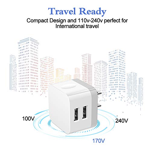 Dual USB Wall Charger, 2Pack 2.4A Double USB Wall Plug iPhone Fast Charger Block Box Brick Adapter for iPhone 17 16 15 14 13 12 Pro Max XS X 8 Plus, Samsung Galaxy S26 S25 S24 A17 A56 A16 A15 Note20 - color: white#