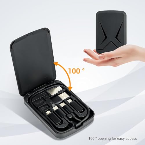 Kiorafoto Multi-Functional Compact Cable Card with 22" USB-C Cable & USB-A/Micro-USB/Light/OTG USB Adapter Kit Cable Convertor Storage Box for Traveling Phone Pad Charging PC Computer Data Transfer