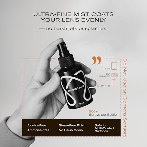 С Coiro Camera Lens Cleaning Kit – Camera Air Blower, Lens Cleaner Spray 100ml, Soft Brush, Wet Wipes & Cloth – DSLR Mirrorless Camera Cleaner - size: 5 IN 1