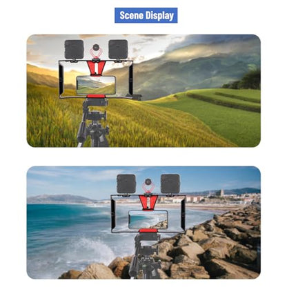 Professional Phone Shooting Rig Stabilizer, Aluminum Alloy Mobile Phone Handheld Rabbit Cage for Live Video & Portrait Recording, Universal Video Rig with Dual Handles, A