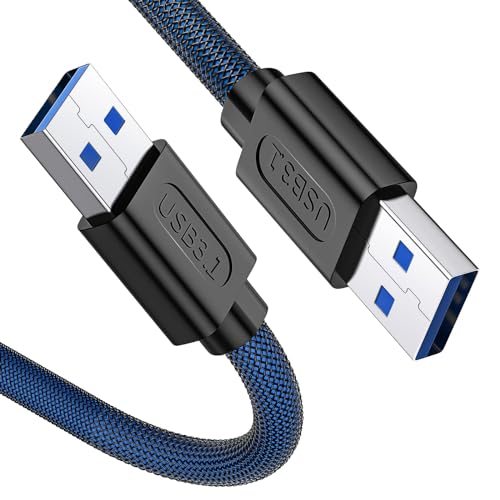 ANDTOBO USB 3.0 A to A Male Cable 10 FT, USB 3.0 Male to Male Cable Double End USB Cord Compatible with Hard Drive Enclosures DVD Player Laptop Cooler - Blue - color: USB 3.0 Male to Male- 10FT