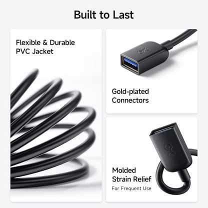 Cable Matters 5Gbps Long USB Extension Cable - 10ft, USB 3.0 Extension Cable, Male to Female USB3.0 Extender, Compatible with Webcam, VR Headset, Printer, Hard Drive, Black - color: Black, size: 10 Feet, style: 1-Pack