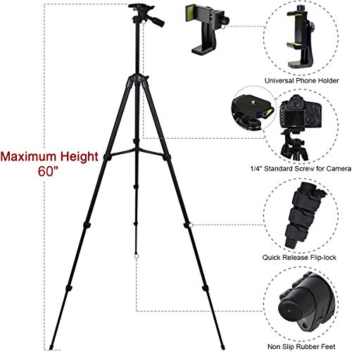 Endurax Camera Tripod (No Quick Release Plate-Black) - style: No Quick Release Plate-Black