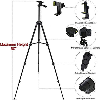 Endurax Camera Tripod (No Quick Release Plate-Black) - style: No Quick Release Plate-Black