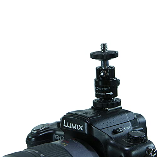 Cam Caddie Hot Shoe Mount Adapter 1/4" Mini Ball Head Ring Light Adapter for Cameras, Camcorders, Smartphone, GoPro, LED Video Light, Microphone, Video Monitor, Tripod, Monopod-2 Pack