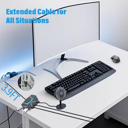 USB A Hub with 7 Ports 3.9ft Long Cable, Multiple USB 3.0 Hub Splitter, USB Extender Adapter for Laptop, Desktop, PC, Flash Drive, HDD (USB-A, 7 Ports - 3.9ft) - size: 7 Ports-A, style: USB-A
