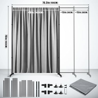 Photography Backgroud/Backdrop –Width Adjustable Thick & Opaque Fabric for Studio, Party, or Video Backdrop– Perfect for Room Divider/Privacy Screen (Gray, 6FT X 6FT) - color: Gray