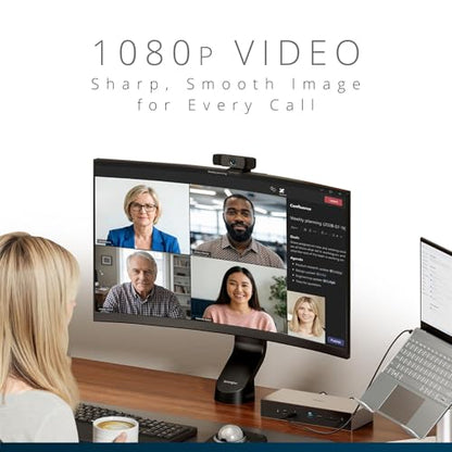 Kensington W1060 EQ 1080p Fixed Focus Webcam with Stereo Microphones, Auto Light Correction, USB Plug‑and‑Play for PC & Mac (K81171WW)