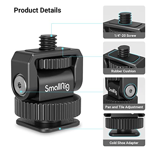 Bundle: SmallRig 1/4" Mini Ball Head Cold Shoe Mount Adapter with 1/4"-20 Thread 3577+ SMALLRIG Power Bank Holder with Cold Shoe Mount 4600