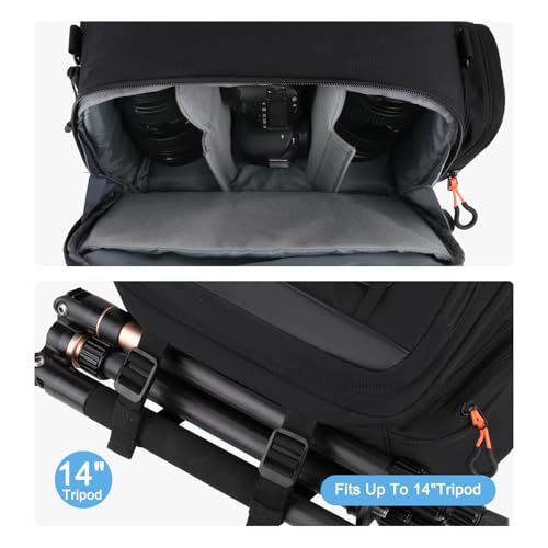 MOSISO Camera Bag, Photography Shoulder Messenger Waist Bag for DSLR/SLR/Mirrorless Cameras, Padded Flap Camera Case with Rain Cover&Front Elastic Cord&BottomTripod Holder for Canon/Nikon/Sony, Black