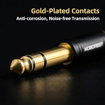 MOBOREST 1/4'' (6.35mm) Male TRS Plug to 1/8'' (3.5mm) Female Socket Stereo Audio Jack Pure Copper Adapter for Headphone, Amp, Adapte - Black 1PCS - color: BLACK-1PCS