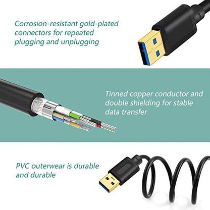Tan QY USB 3.0 A to A Male Cable 10Ft, USB Male to Male Cable Double End USB Cord Compatible with Hard Drive Enclosures, DVD Player, Laptop (10FT) - color: 10FT