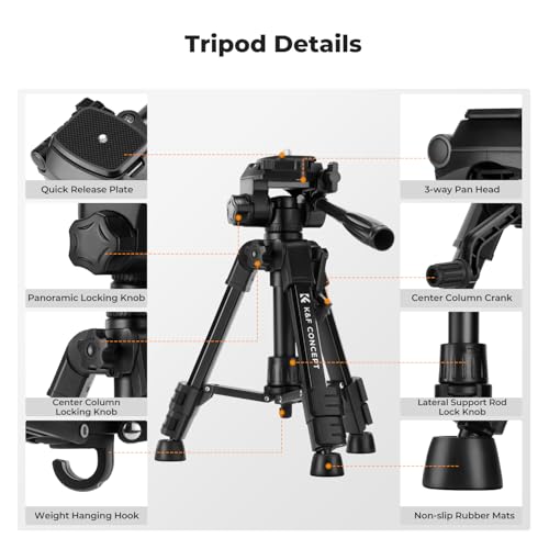 K&F CONCEPT 25" Mini Desk Tripod for Camera Video | Portable Aluminum Tripod for DSLR Cameras Phone, Lightweight Video Tripod for Travel. with Remote Max load 8.8 lbs. Black