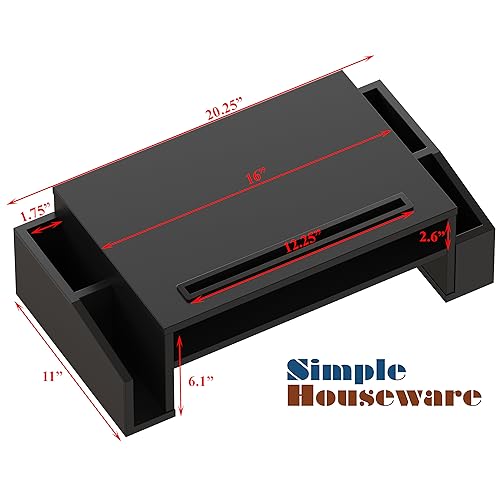 Simple Houseware Desk Monitor Stand Riser with Adjustable Organizer tray, Black - color: Black
