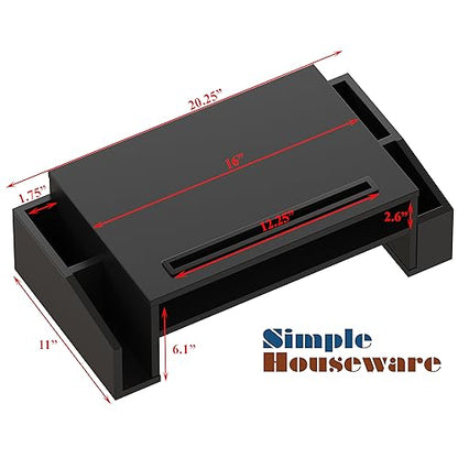 Simple Houseware Desk Monitor Stand Riser with Adjustable Organizer tray, Black - color: Black
