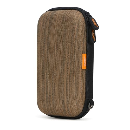 Vertical-Stripe Hard Drive Case for Western Digital WD Elements My Passport/Samsung T9 Portable/Seagate Portable 1TB 2TB 4TB - Shockproof External Hard Drive Travel Carrying Case - color: Stripe Dark Brown