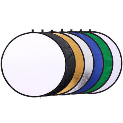 REFLEX CAMERA 7-in-1 Photography Reflector (Round) – Translucent/Silver/Gold/White/Black/Blue/Green – Light Diffuser & Chroma Key Background Kit with Carrying Case (110cm/43) - size: 110cm/43in