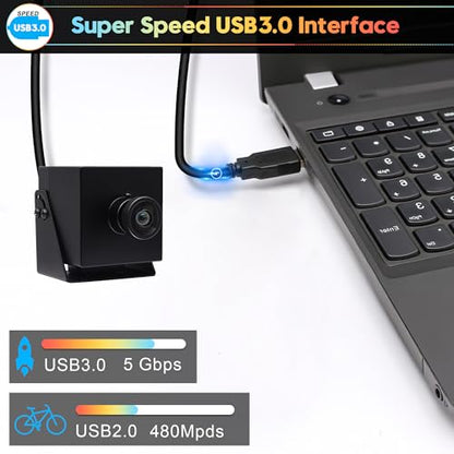 SVPRO HDMI Camera 4K USB3.0 Webcam 60FPS Wide Angle USB Camera 120 Degree M12 Lens Streaming Camera 4K 60FPS H.264 External Computer Camera,TV Camera - color: with 120 degree Distorition-Free Lens