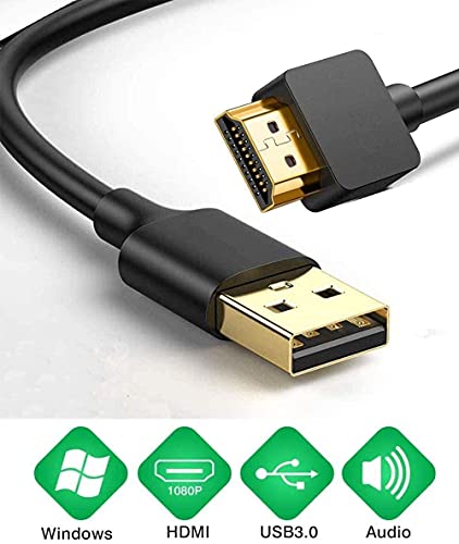 AKWOR 6.6FT USB to HDMI Adapter Cable, USB to HDMI Male 1080P HD Monitor Display Audio Video Converter Cable Cord Compatible with Windows - size: 2M
