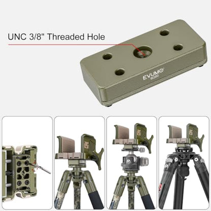 EVUMO Ball Head Conversion Kit for BOG DeathGrip Tripod, 6061-T6 Aluminum Ball Head Converter Adapter and Arca Swiss Saddle Mount Plate Complete Kit Combo for BOG Shooting Tripod (Green) - color: Green